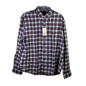 NWT Crown & Ivy Men's XL Blue & Red Plaid Classic Fit Button Down Shirt